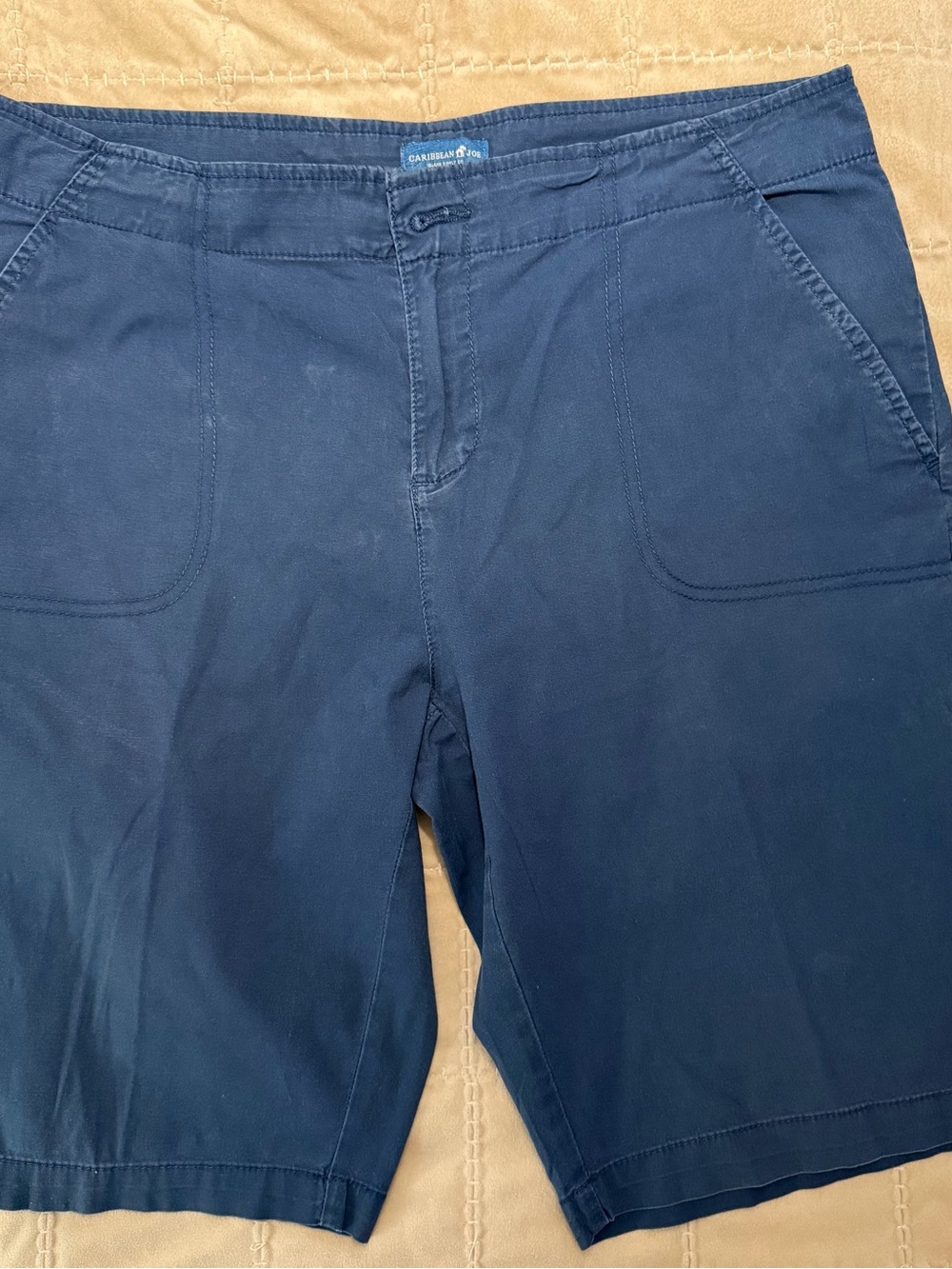 Caribbean Joe Women’s Size 10 Navy Blue Bermuda Walking Shorts Stretch Cotton
